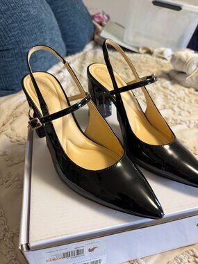 Jessica Simpson Black Patent Slingback Heels – Size 10